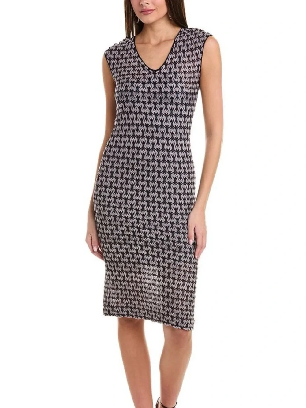 Missoni Classic Crocket Knit Midi Length Sheath Dress in Purple, Black, and Teal - Picture 2 of 11